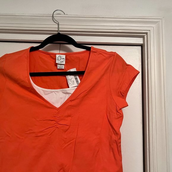 Fashion Bug Orange and White Stretch Twofer Top - Medium - Picture 3 of 4